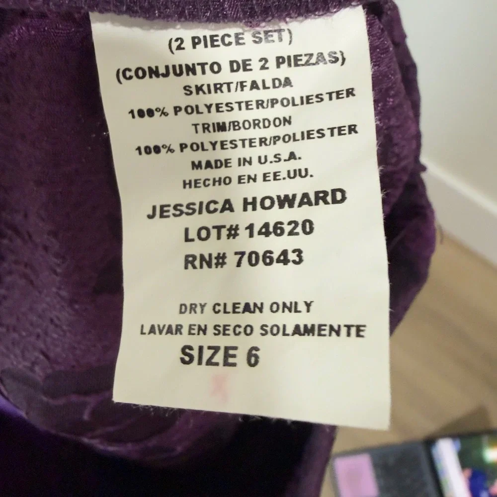 Vintage Jessica Howard Purple Floral Jacquard Skirt Suit‎ Set Size 6 Made in USA